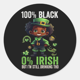 Adesivo Redondo 0% Irlandês 100% Negro -engraçado Dia de São Patrí