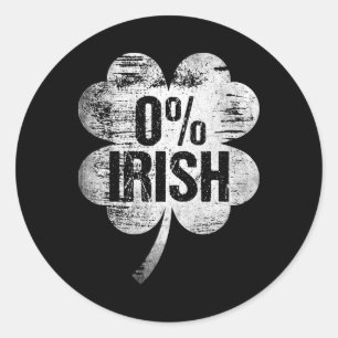 Adesivo Redondo 0% Irlandês Dia de São Patrício Engraçado Saint Pa