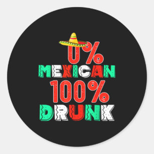 Adesivo Redondo 0% mexicano 100% engraçado cinco de maio 2025