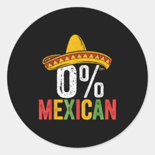 Adesivo Redondo 0% mexicano cinco de mayo engraçado sombrero festa