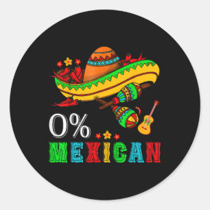 Adesivo Redondo 0% Mexicano Cinco De Mayo Fiesta Sombrero Funny _1