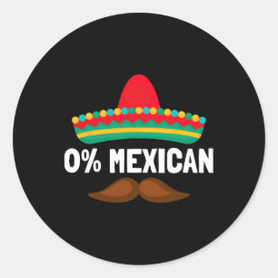 Adesivo Redondo 0% Mexicano Cinco de Mayo Fiesta Sombrero Homens E