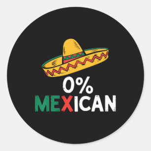 Adesivo Redondo 0% Mexicano Cinco Engraçados De Mayo Fiesta Sombre