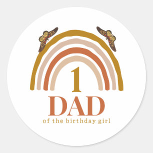 Adesivo Redondo 1º aniversário de menina personalizado papai