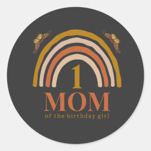 Adesivo Redondo 1º aniversário de menina personalizado para a mamã