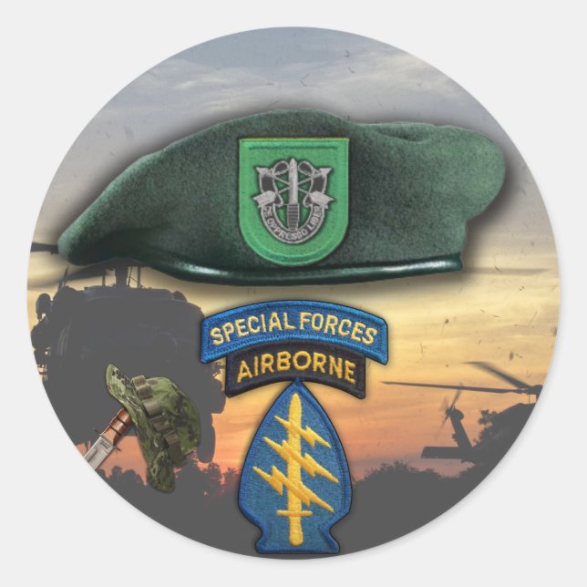 Adesivo Redondo 10ª força especial veteranos da Green Berets (Frente)