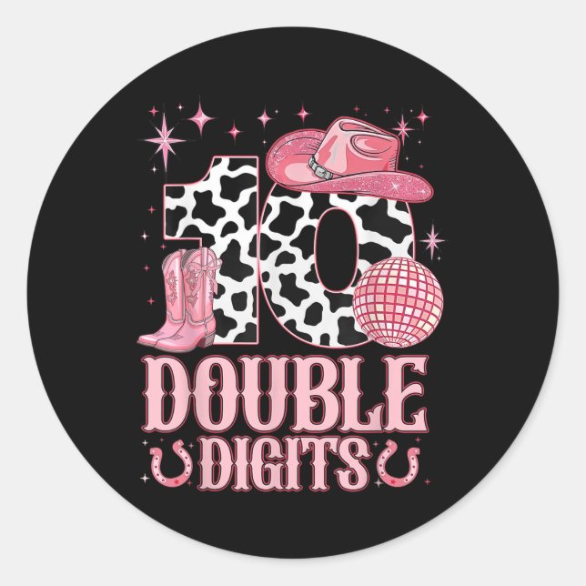 Adesivo Redondo 10ª garota de aniversário Arco de coquete ocidenta (Frente)