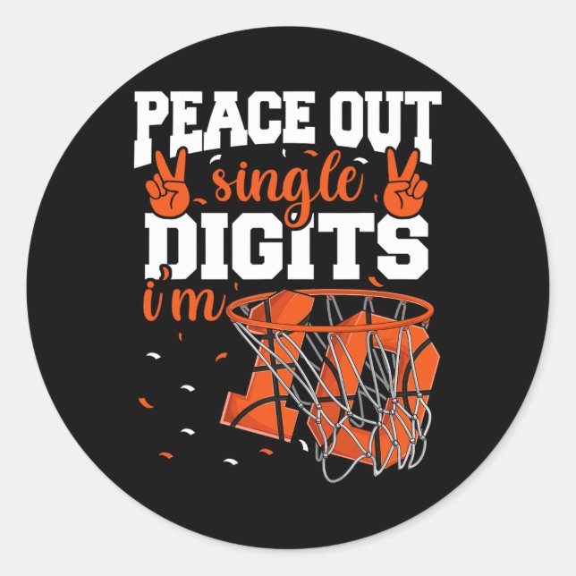 Adesivo Redondo 10º Aniversário Boys Basball Peace Out Solteiro Di (Frente)