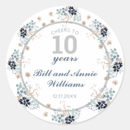 Adesivo Redondo 10º aniversário de casamento Festa de 10 Anos