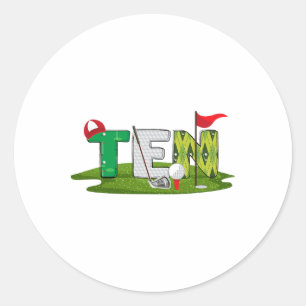 Adesivo Redondo 10º aniversário Tema do Golfe 10 anos Crianças de