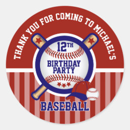 Adesivo Redondo 100ª Festa de aniversário - Baseball - Obrigado