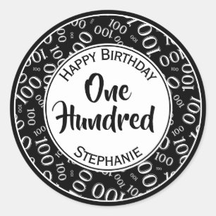 Adesivo Redondo 100º Aniversário Padrão Preto/Branco 100