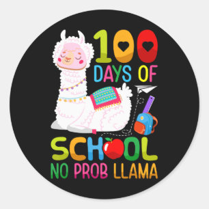 Adesivo Redondo 100º Dia da Escola de Unicórnio Meninas 100 Dias d
