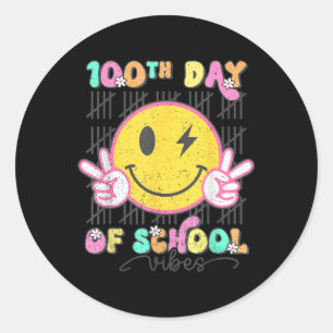 Adesivo Redondo 100º Dia Da Escola Vibes Groovy 100 Dias De