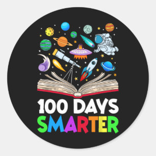 Adesivo Redondo 100º Dia de Astronauta Escolar Livros Espaço 100 D