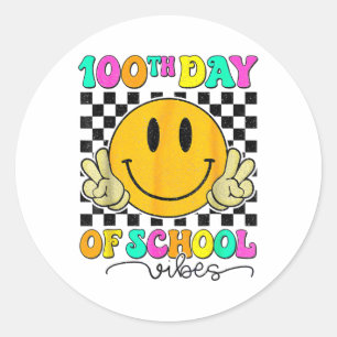 Adesivo Redondo 100º Dia De Escola Víbes Um Sorriso Bonito Face A 