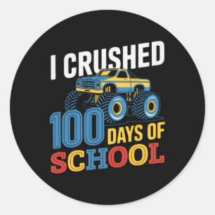 Adesivo Redondo 100º Dia De Meninos Escolares Eu Esmagava 100 Dias