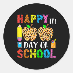 Adesivo Redondo 100º Dia De Professora Aluna Leopard 100 Da