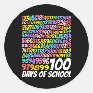 Adesivo Redondo 100º Dia de Professores Crianças 100 Dias de Matem