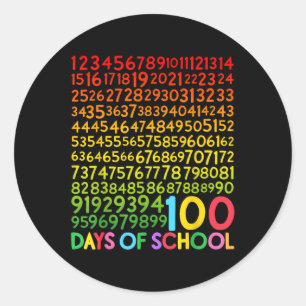 Adesivo Redondo 100º Dia de Professores Crianças 100 Dias de Matem
