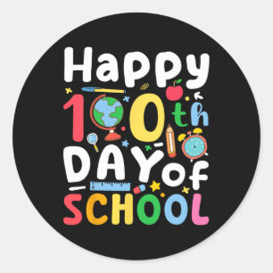 Adesivo Redondo 100º Dia de Professores Crianças Meninas Feliz