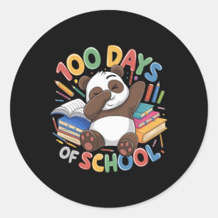 Adesivo Redondo 100.º Dia Da Escola Panda Dabbing Crew Kids Teache