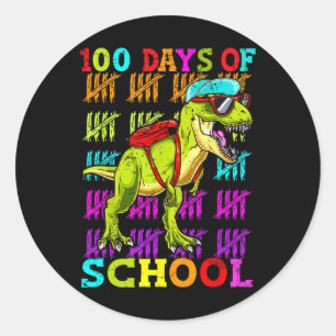 Adesivo Redondo 100.º Dia das Crianças Dino Felizes 100 Dias Dinos