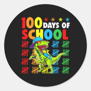 Adesivo Redondo 100.º Dia das Crianças Dino Felizes 100 Dias Dinos