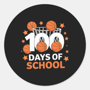 Adesivo Redondo 100.º Dia De Crianças De Basquete Escolar 100 Dias