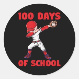 Adesivo Redondo 100.º Dia De Crianças Escolares Baseball 100 Dias
