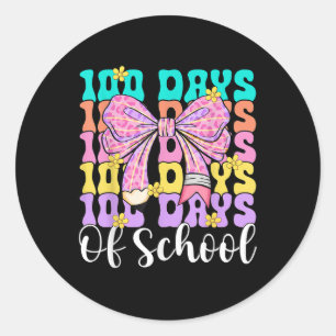 Adesivo Redondo 100. º Dia De Ensino De Arco De Lápis De Lápis