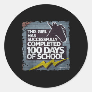Adesivo Redondo 100. º dia Engraçadas Meninas e Carimbo; Estudante