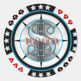 Adesivo Redondo 100.000 dólares. Poker Chip