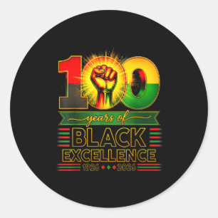 Adesivo Redondo 100 anos de excelência negra centenário preto