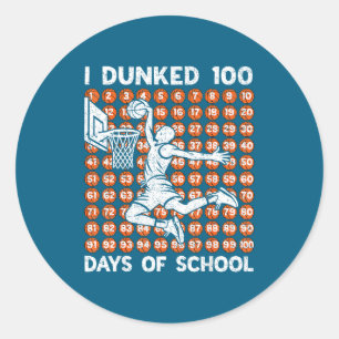 Adesivo Redondo 100 Basquete 100º Dias de Enterrada Dia Escola 100