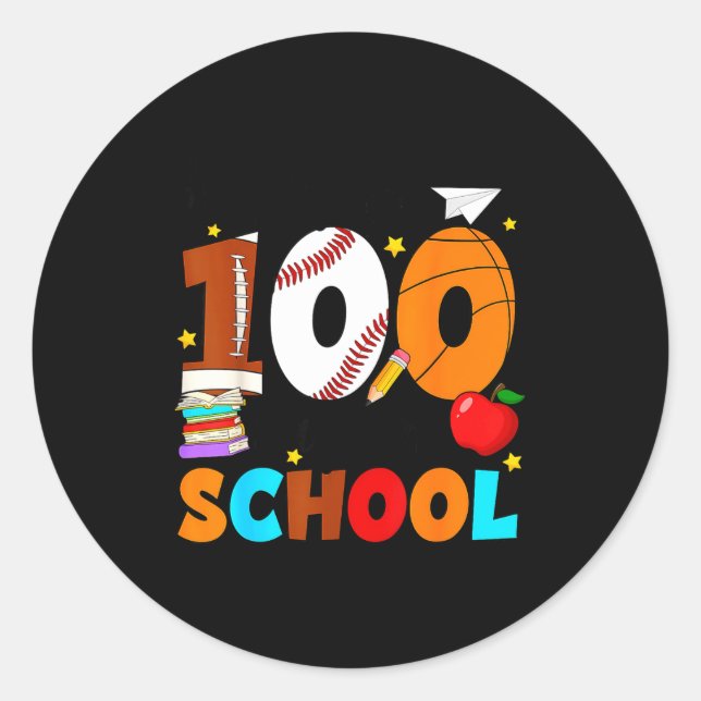 Adesivo Redondo 100 Days Of School For Teacher Kids Boys Girls 100 (Frente)