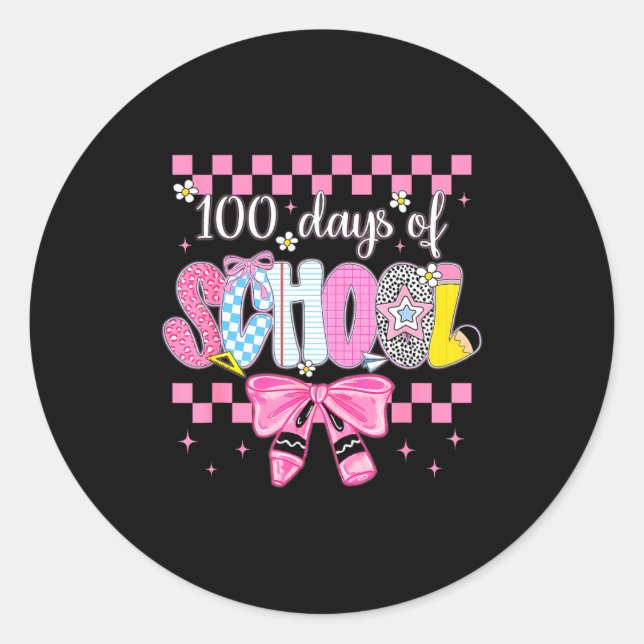 Adesivo Redondo 100 Days Of School Fun Milestone Clroom Kids  (Frente)
