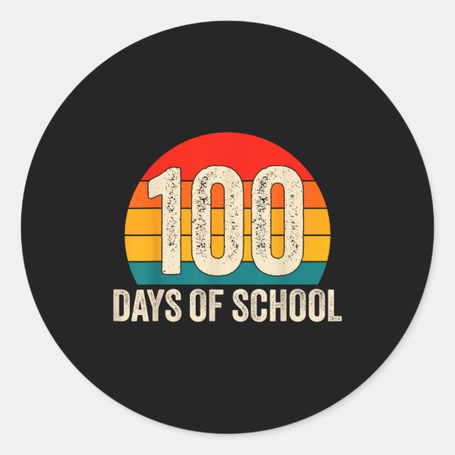 Adesivo Redondo 100 Days Of School Retro Teachers Boys 100th Day O (Frente)
