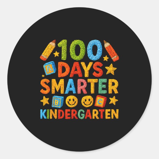 Adesivo Redondo 100 Days Smarter Kindergarten Milestone School Ach (Frente)