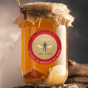 Adesivo Redondo 100% De Cozinha De Mel Homemade Vermelha De Cervej