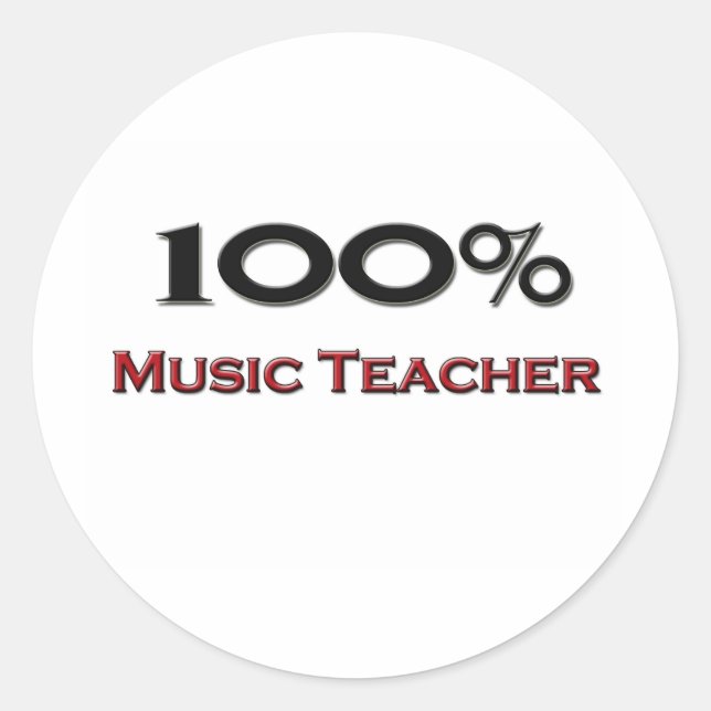 Adesivo Redondo 100% de Professora de Música (Frente)