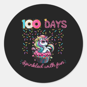 Adesivo Redondo 100 dias borrifados com Cupcake Unicorn 100 dias