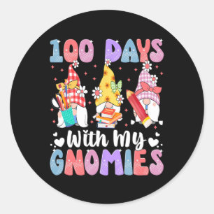 Adesivo Redondo 100 Dias Com Meus Gnomos 100 Dias De Ensino Escola