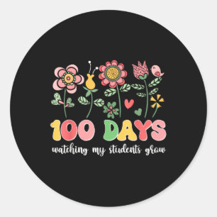 Adesivo Redondo 100 dias cultivando flores de boho 100 dias profes