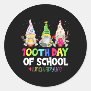 Adesivo Redondo 100 Dias Da Almoça Da Escola Lady Gnomies Gnomies