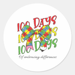 Adesivo Redondo 100 Dias De Abraçar A Caneta Escolar Do 100º Dia D