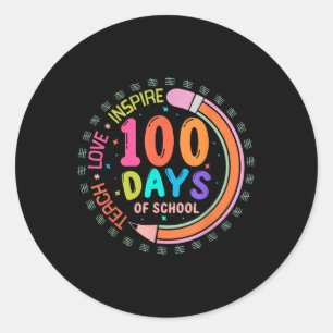 Adesivo Redondo 100 Dias De Amar Ensinado Escolar Inspiram 100 Dia