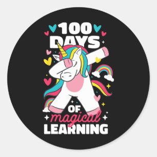 Adesivo Redondo 100 dias de aprendizagem mágica 100º dia da escola