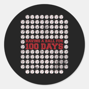 Adesivo Redondo 100 Dias De Basebol Escolar 100º Dia Da Escola