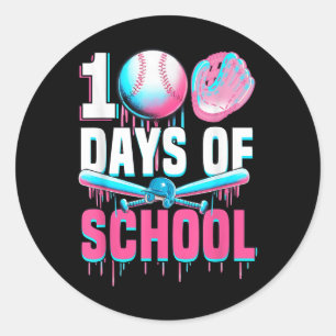 Adesivo Redondo 100 Dias De Bat De Beisebol Escolar 100º Dia De